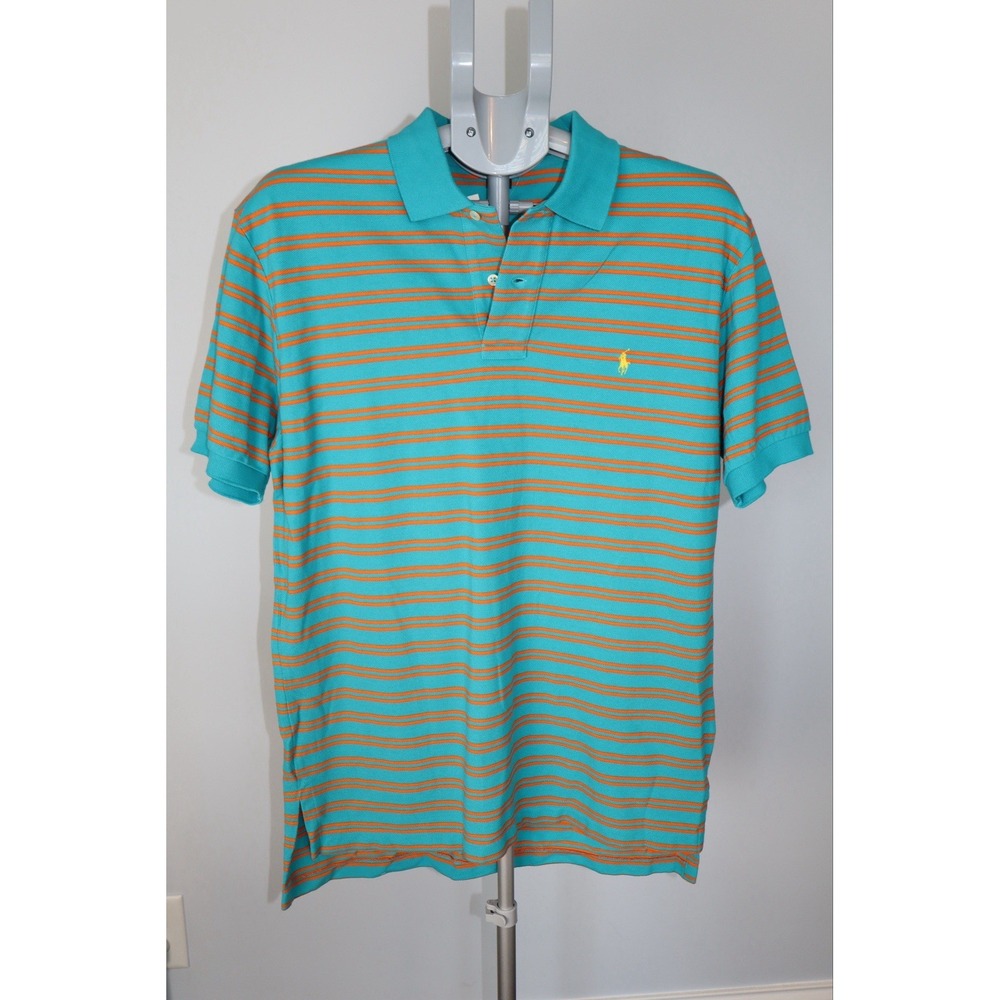 NWT Polo Ralph Lauren Men's Medium Teal Orange Striped Polo